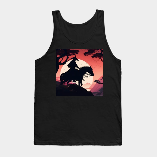 Horse riding Samurai silhouette Tank Top by Spaceboyishere